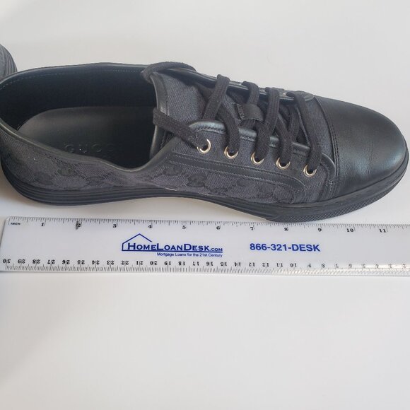 AUTHENTIC GUCCI MENS ORIGINAL GG LOW TOP CANVAS with LEATHER SNEAKERS - Picture 5 of 14